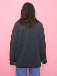 Vintage Dark Grey Diamond Knit Jumper