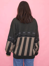 Vintage Green & Tan Striped Jumper