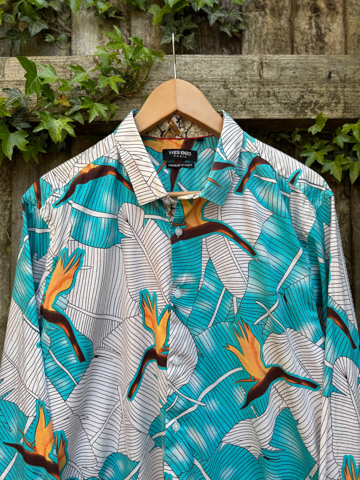 Vintage Tropical Leaf Print Shirt | Abstract Pattern Long Sleeve