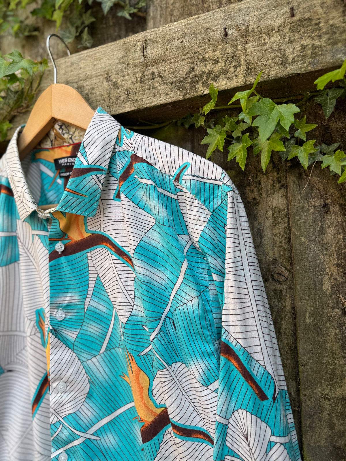 Vintage Tropical Leaf Print Shirt | Abstract Pattern Long Sleeve