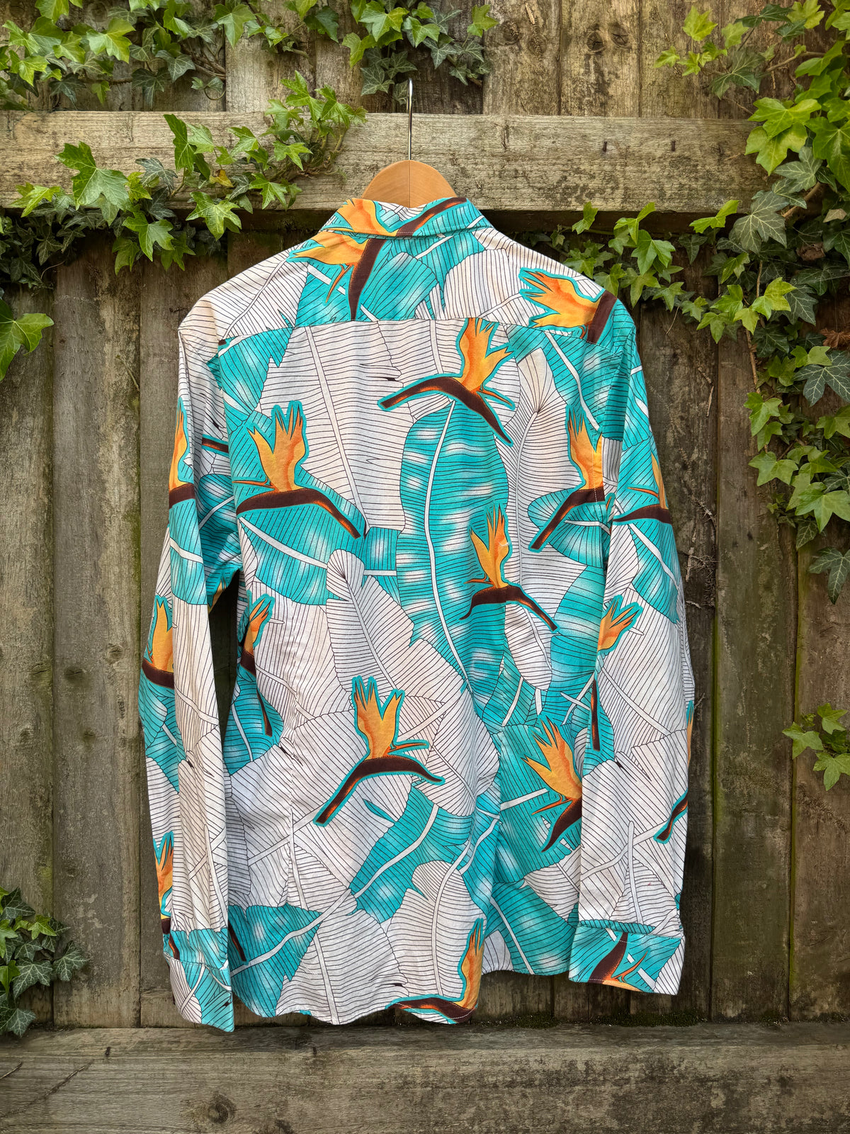 Vintage Tropical Leaf Print Shirt | Abstract Pattern Long Sleeve