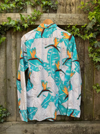 Vintage Tropical Leaf Print Shirt | Abstract Pattern Long Sleeve