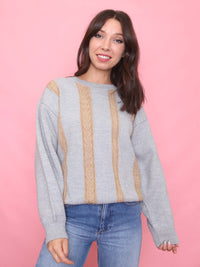 Vintage Grey & Beige Cable Knit Jumper