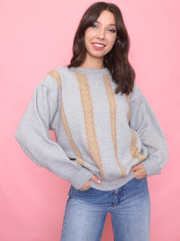 Vintage Grey & Beige Cable Knit Jumper