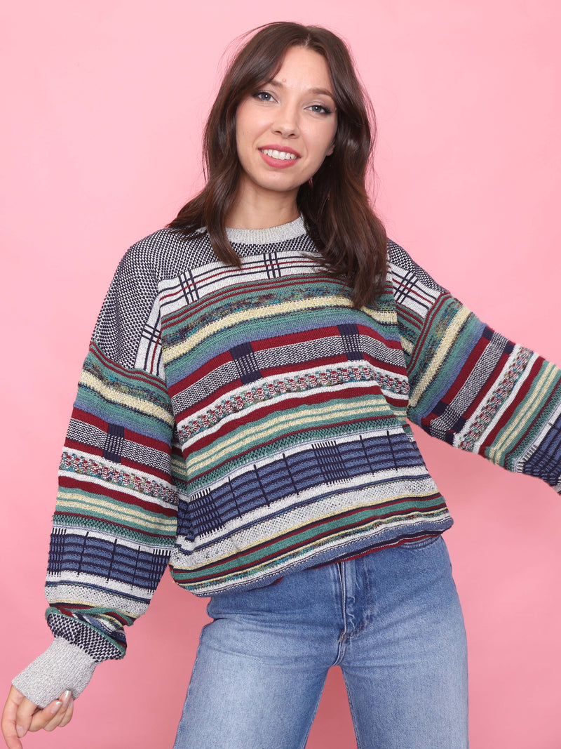 Vintage 90s Multicolour Striped Knit Jumper