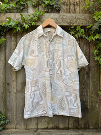 Vintage Abstract Pattern Shirt | Neutral Print Short Sleeve