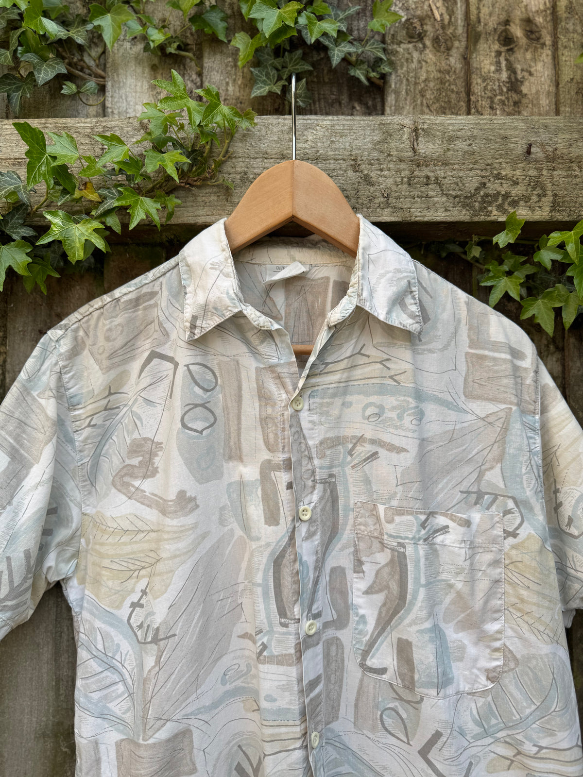 Vintage Abstract Pattern Shirt | Neutral Print Short Sleeve