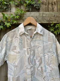 Vintage Abstract Pattern Shirt | Neutral Print Short Sleeve