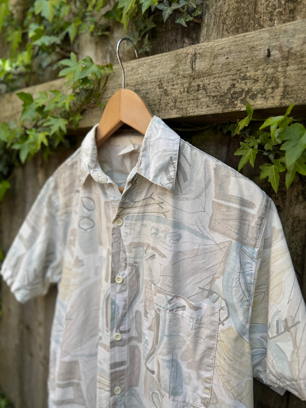 Vintage Abstract Pattern Shirt | Neutral Print Short Sleeve