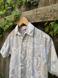 Vintage Abstract Pattern Shirt | Neutral Print Short Sleeve