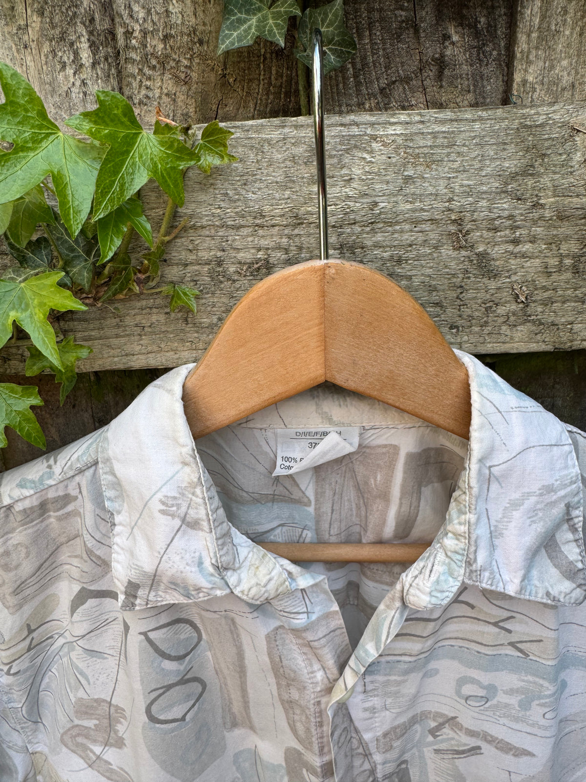 Vintage Abstract Pattern Shirt | Neutral Print Short Sleeve