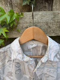 Vintage Abstract Pattern Shirt | Neutral Print Short Sleeve