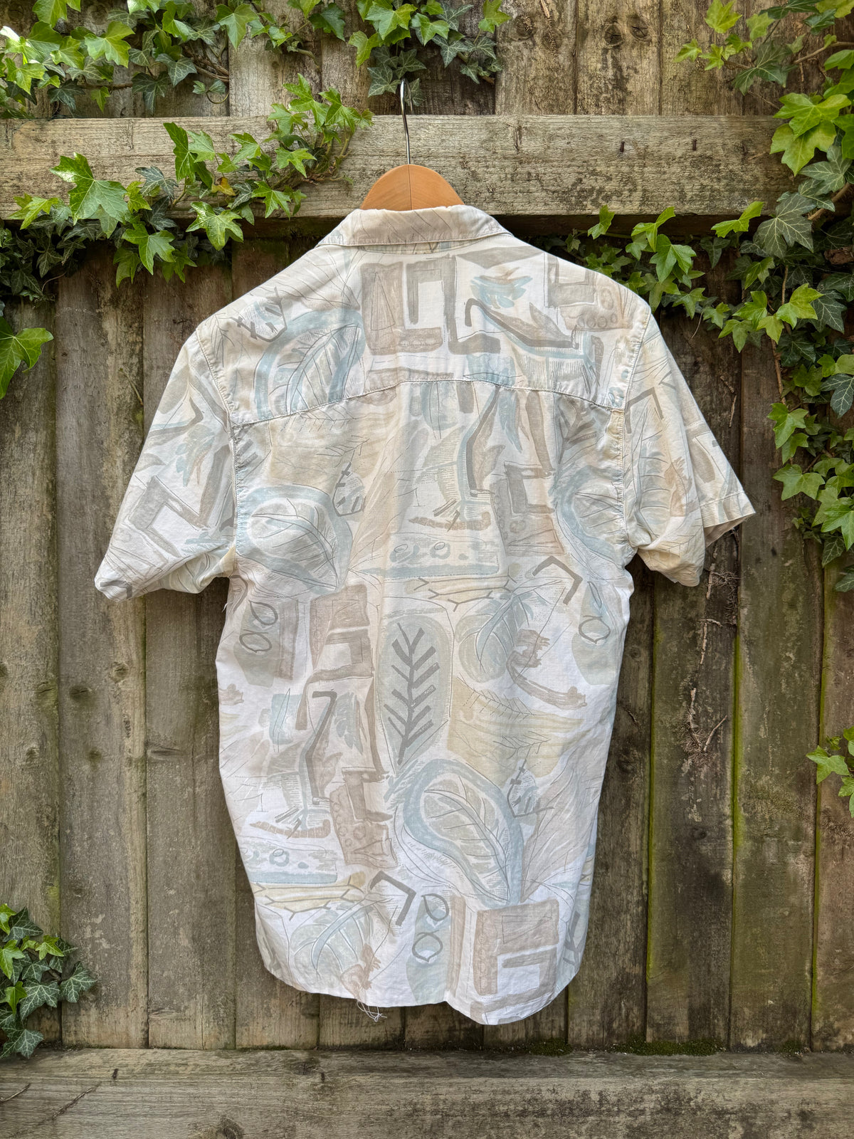Vintage Abstract Pattern Shirt | Neutral Print Short Sleeve