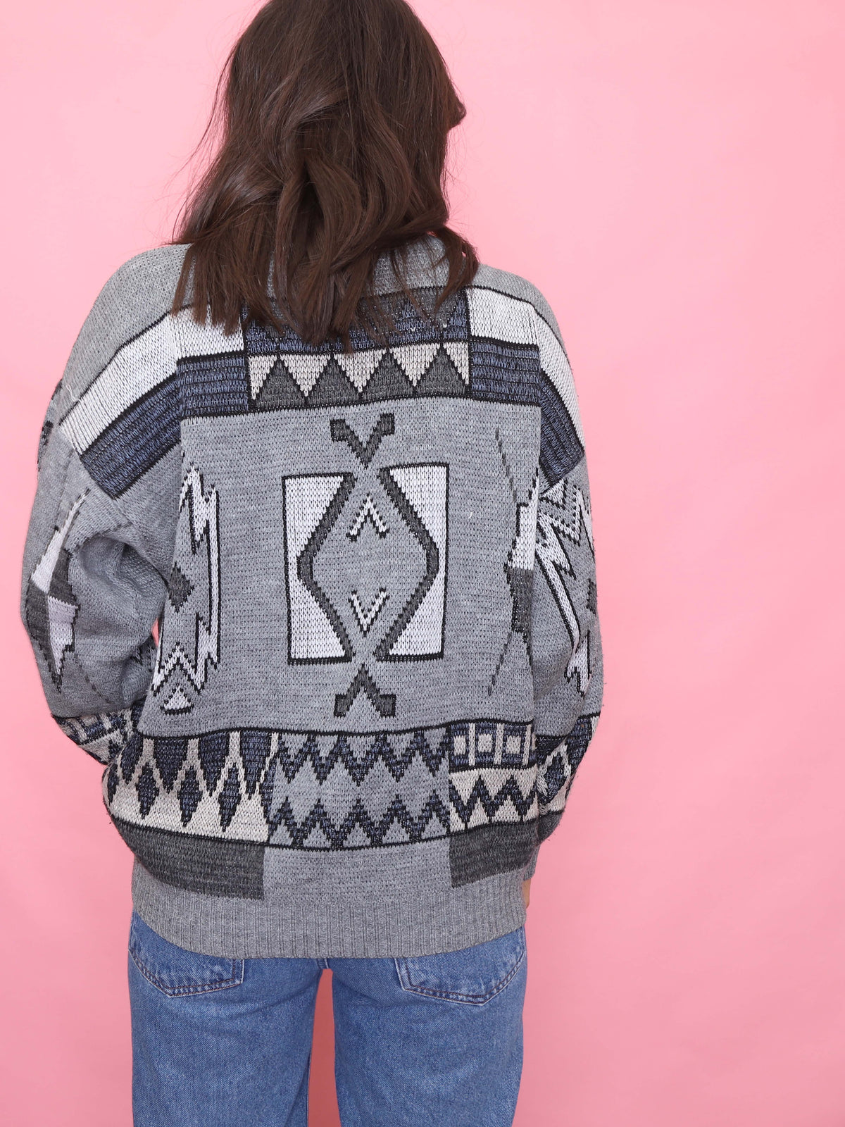 Vintage Grey Aztec Knit Jumper
