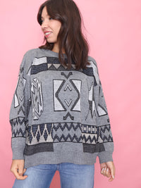 Vintage Grey Aztec Knit Jumper