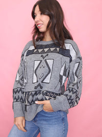 Vintage Grey Aztec Knit Jumper