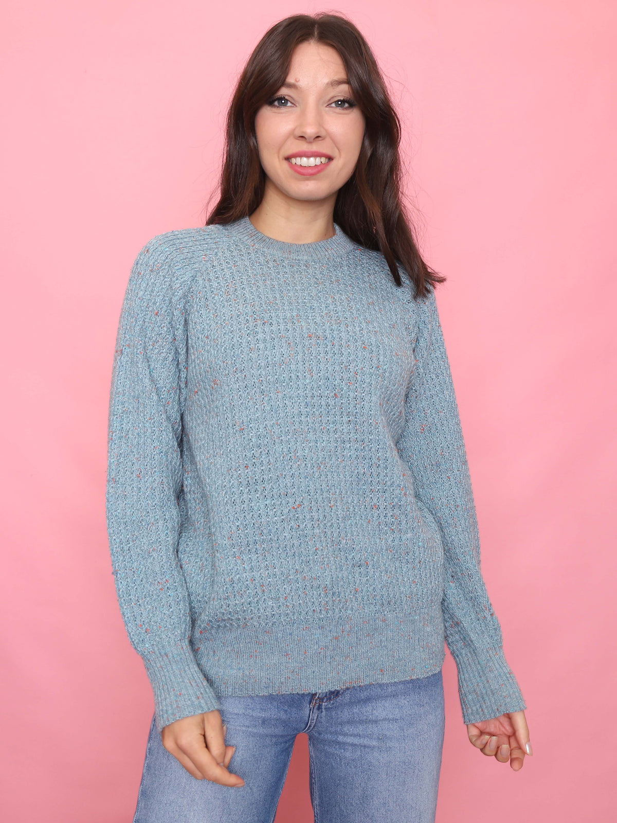 Vintage Blue Flecked Knit Jumper