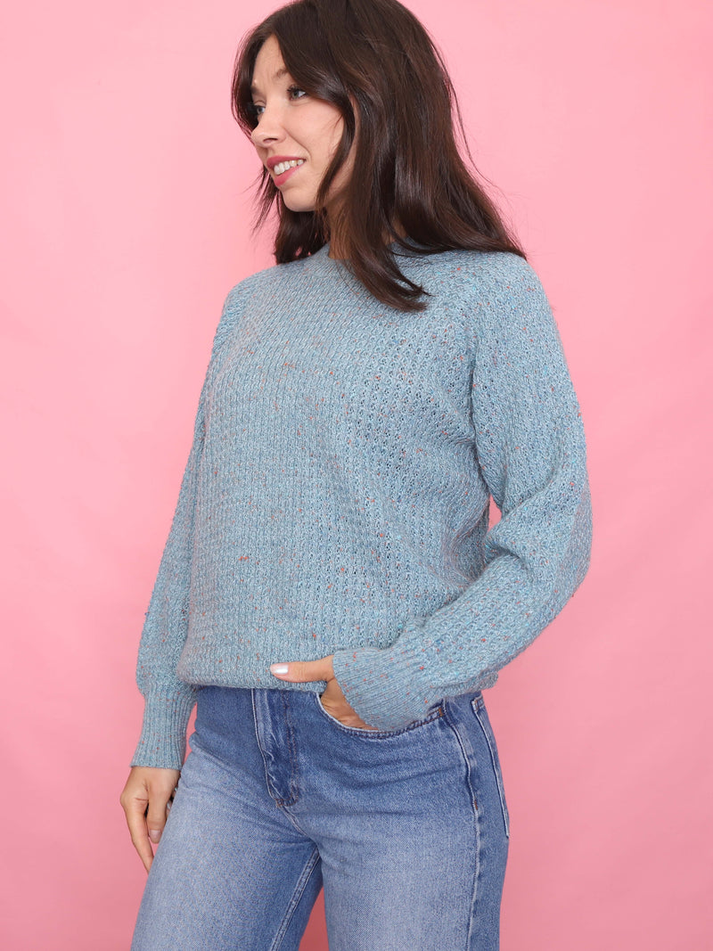 Vintage Blue Flecked Knit Jumper