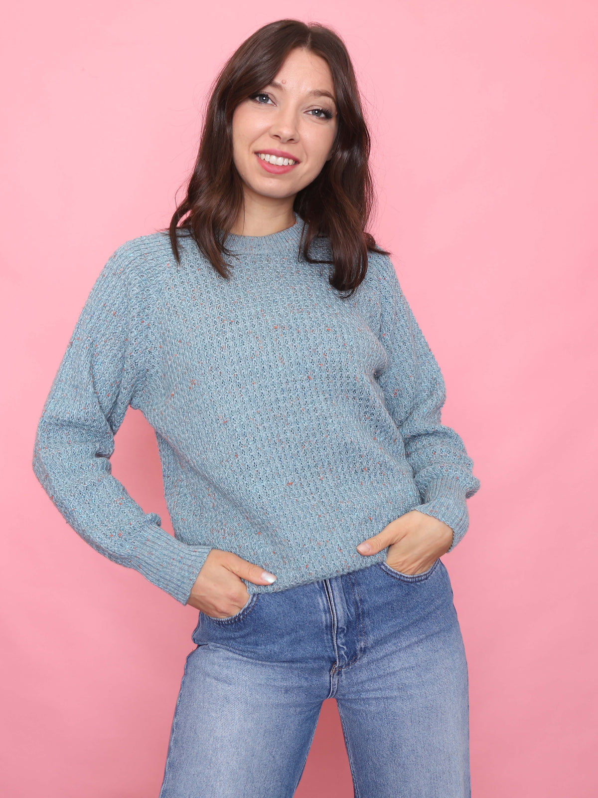 Vintage Blue Flecked Knit Jumper