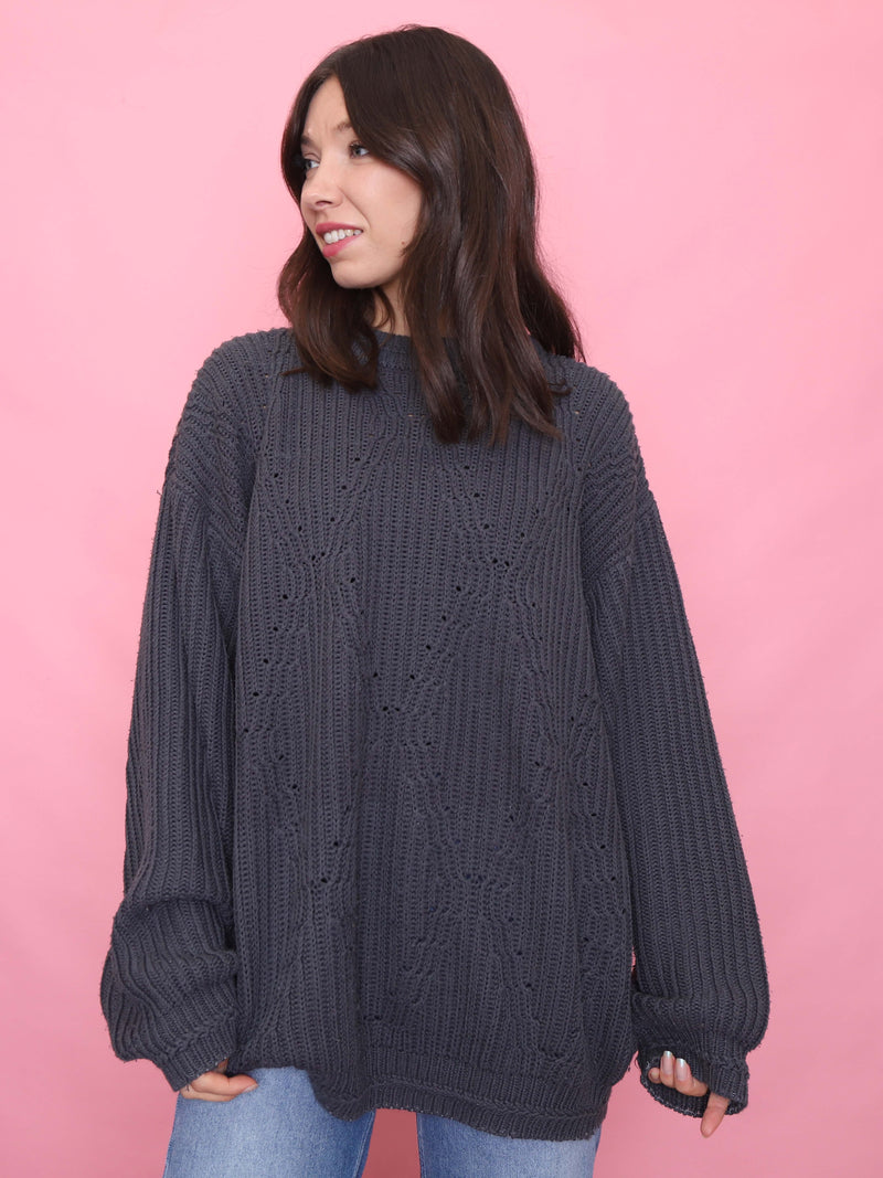 Vintage Charcoal Grey Knit Jumper