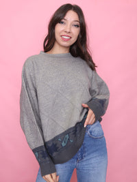 Vintage Diamond Knit Jumper with Aztec Style Border