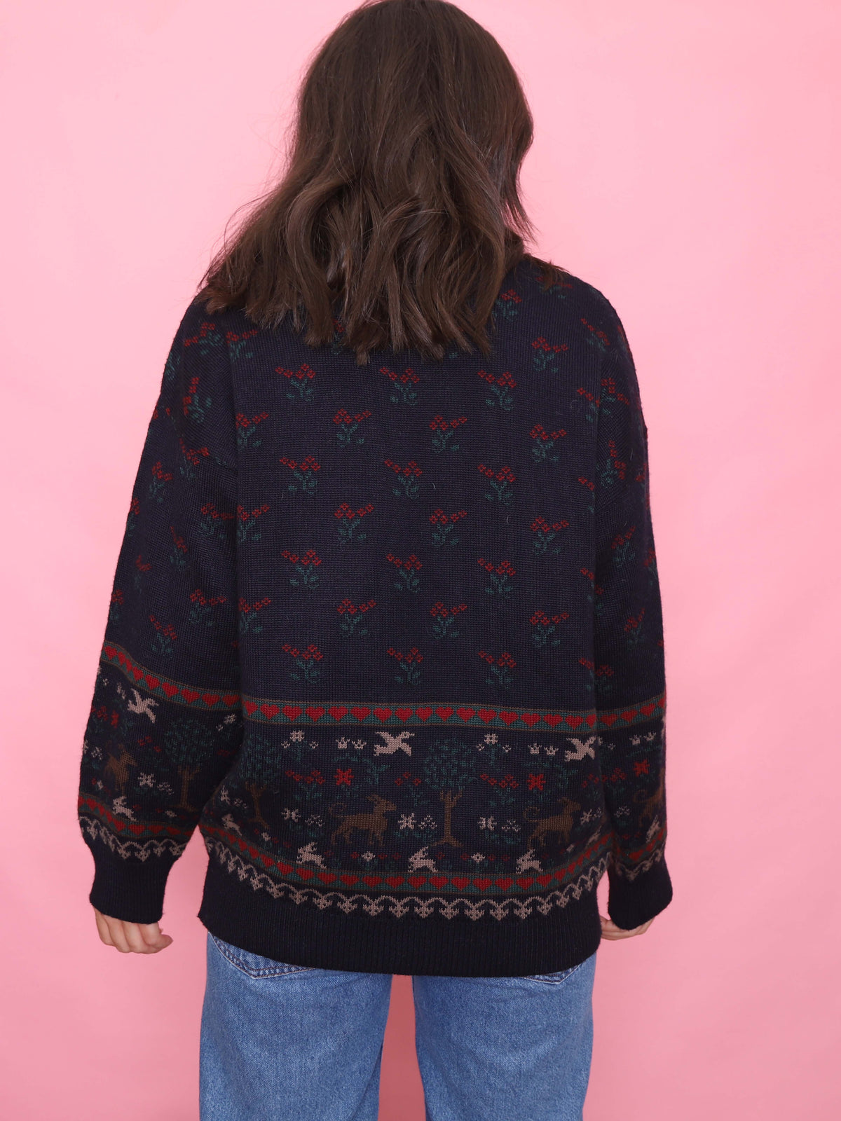Vintage Navy Woodland Knit Jumper