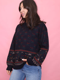 Vintage Navy Woodland Knit Jumper