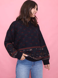 Vintage Navy Woodland Knit Jumper