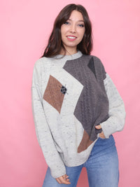 Vintage Speckled Argyle Knit Jumper