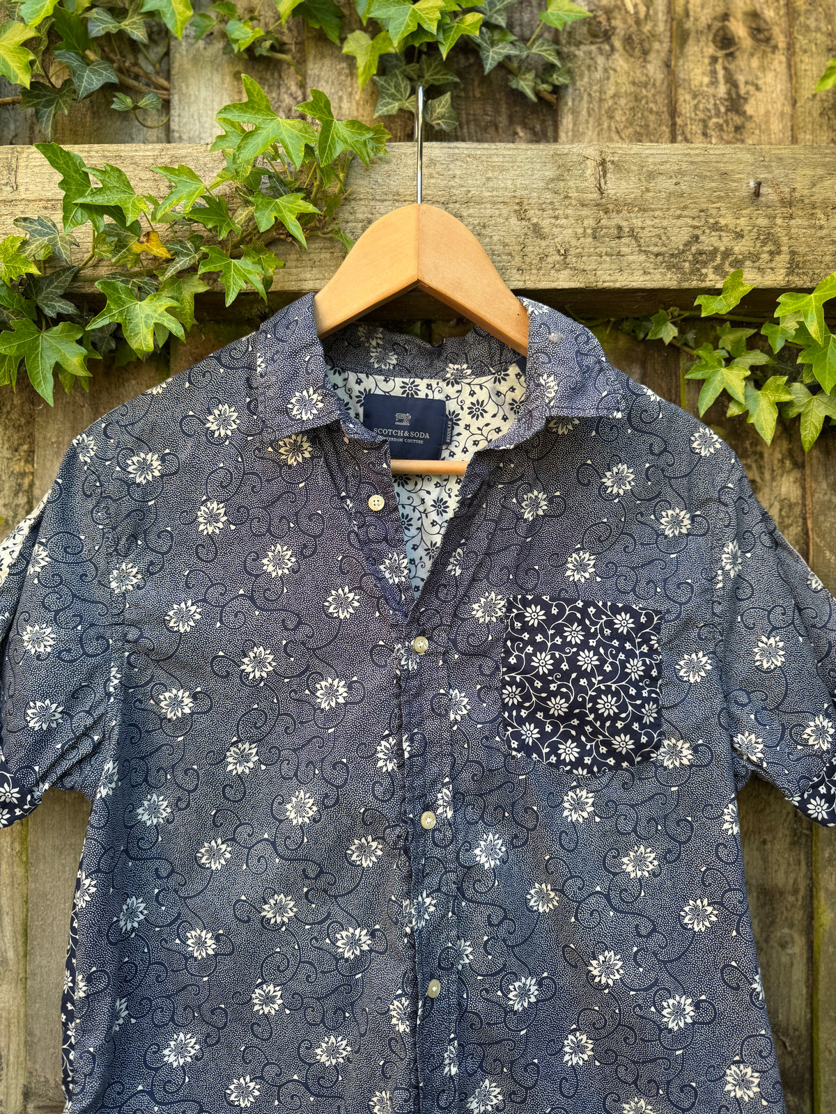 Scotch & Soda Print Shirt | Floral Pattern Short Sleeve Blue