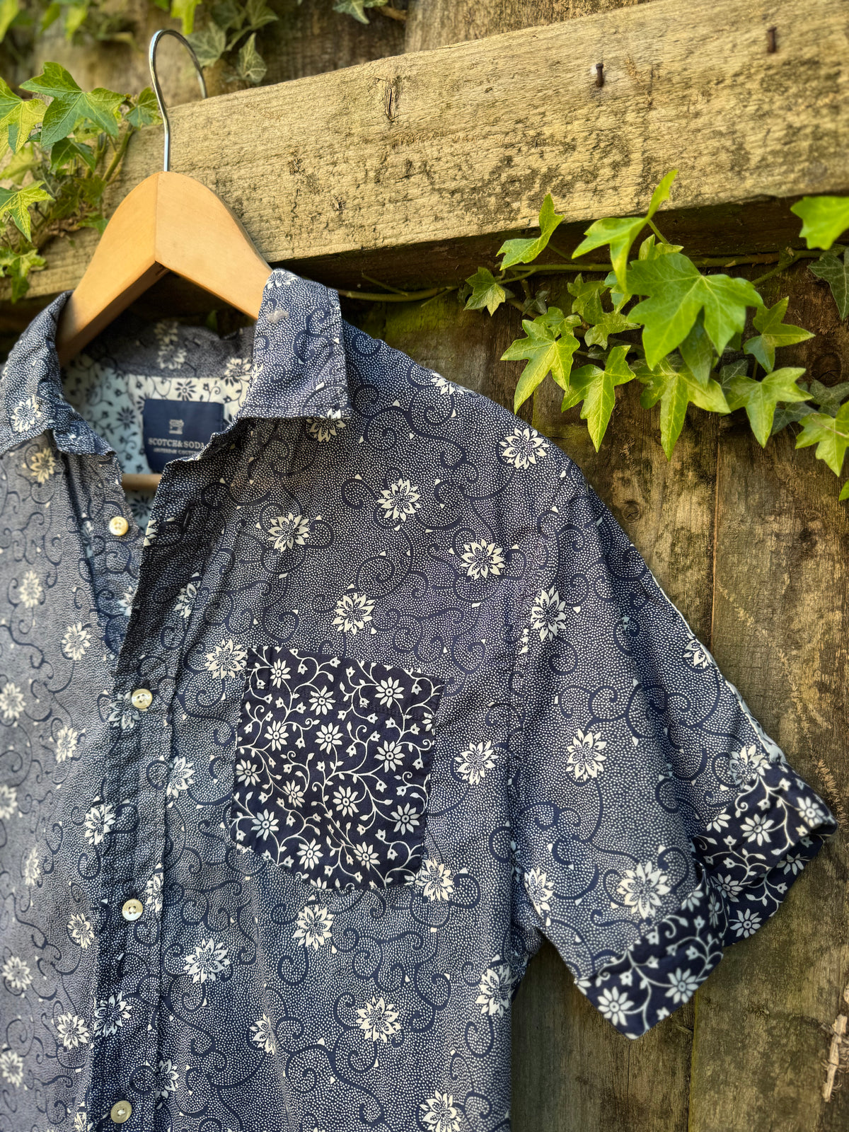 Scotch & Soda Print Shirt | Floral Pattern Short Sleeve Blue