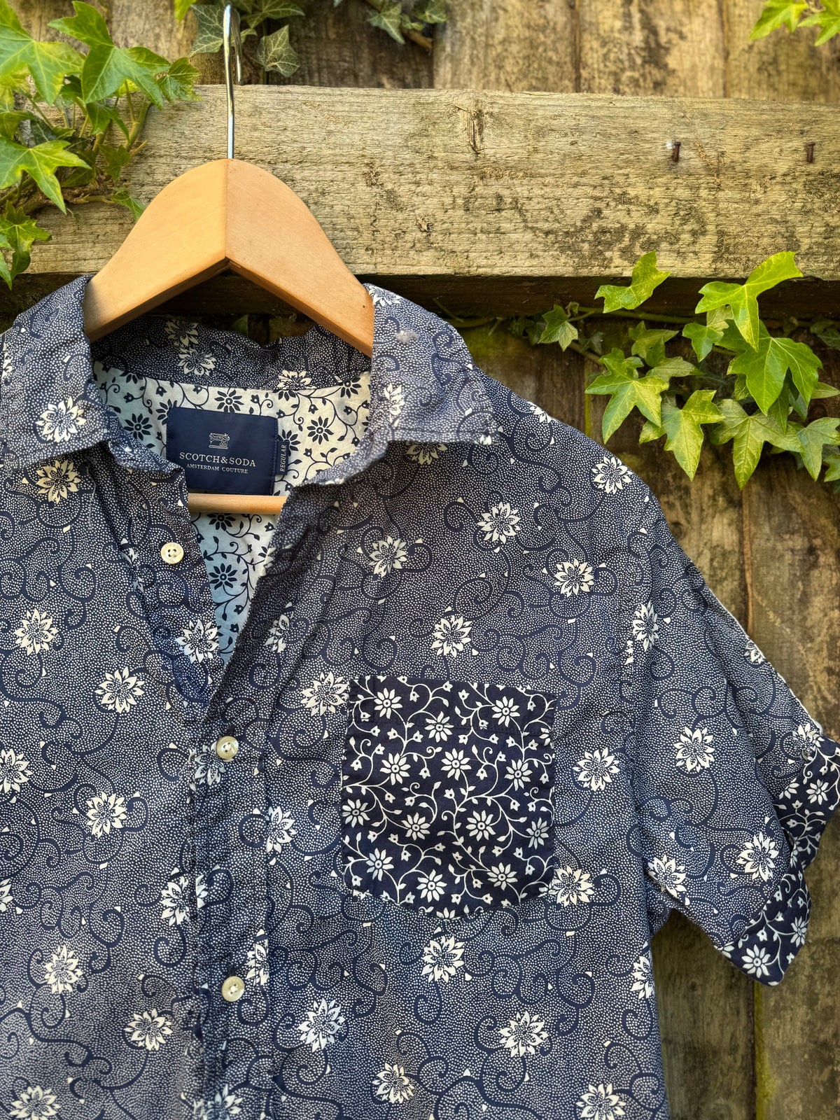 Scotch & Soda Print Shirt | Floral Pattern Short Sleeve Blue