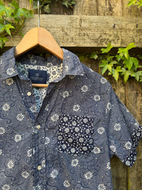 Scotch & Soda Print Shirt | Floral Pattern Short Sleeve Blue