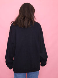 Vintage Navy Crest Knit Jumper with Gold Shoulder Buttons