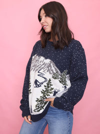 Vintage Alpine Ski Scene Mountain Print Jumper