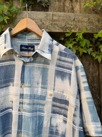 Vintage Check Print Shirt | Checked Pattern Short Sleeve Blue