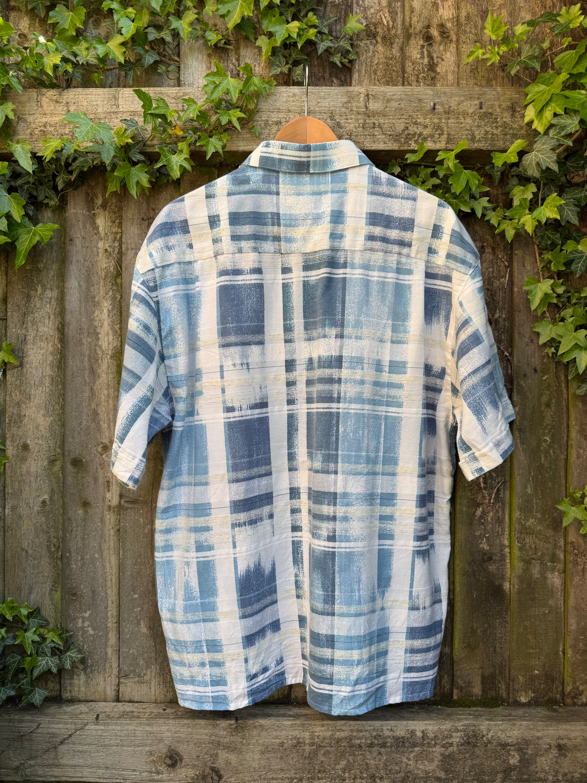 Vintage Check Print Shirt | Checked Pattern Short Sleeve Blue