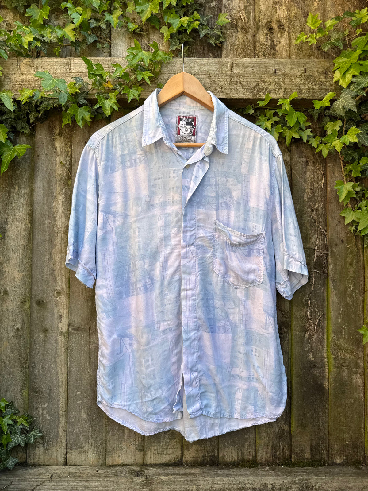 Vintage Pastel Abstract Print Shirt | Graphic Pattern Short Sleeve
