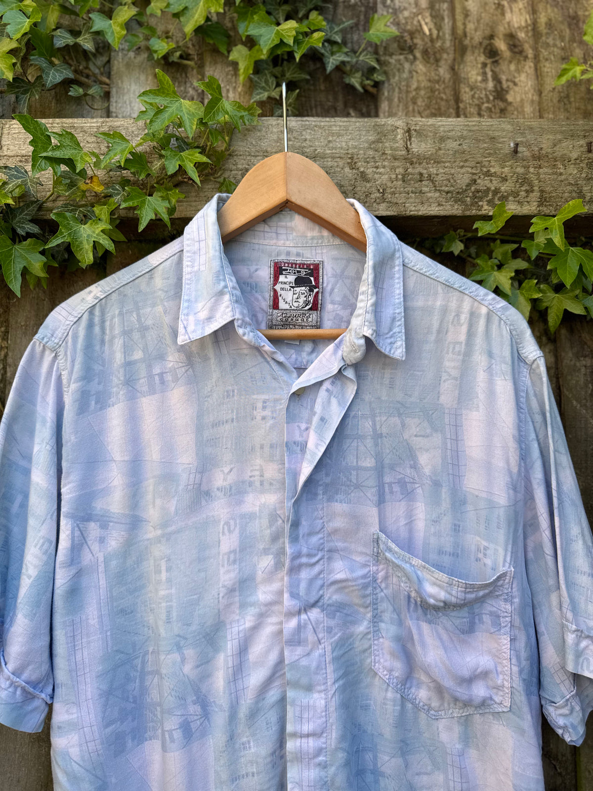 Vintage Pastel Abstract Print Shirt | Graphic Pattern Short Sleeve