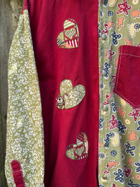 Vintage Patchwork Heart Shirt | Red Abstract Long Sleeve 90s Statement Shirt