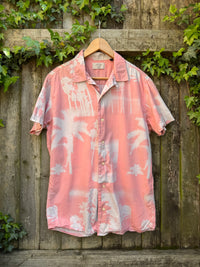 Retro Palm Tree Print Shirt | Pink Tropical Holiday Summer Shirt