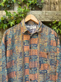 Vintage Abstract Pattern Shirt | Multi Colour Long Sleeve