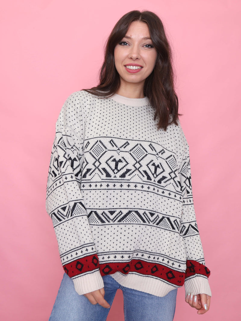 Vintage Nordic Style Pattern Knit Jumper