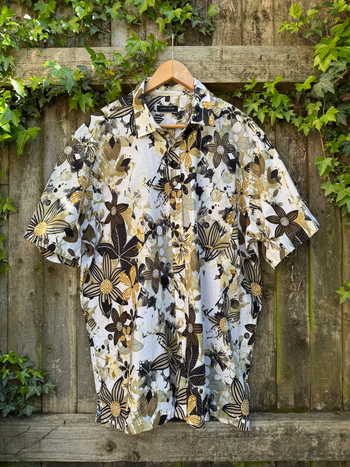 Vintage Floral Abstract Print Shirt | Graphic Pattern Short Sleeve