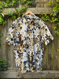 Vintage Floral Abstract Print Shirt | Graphic Pattern Short Sleeve