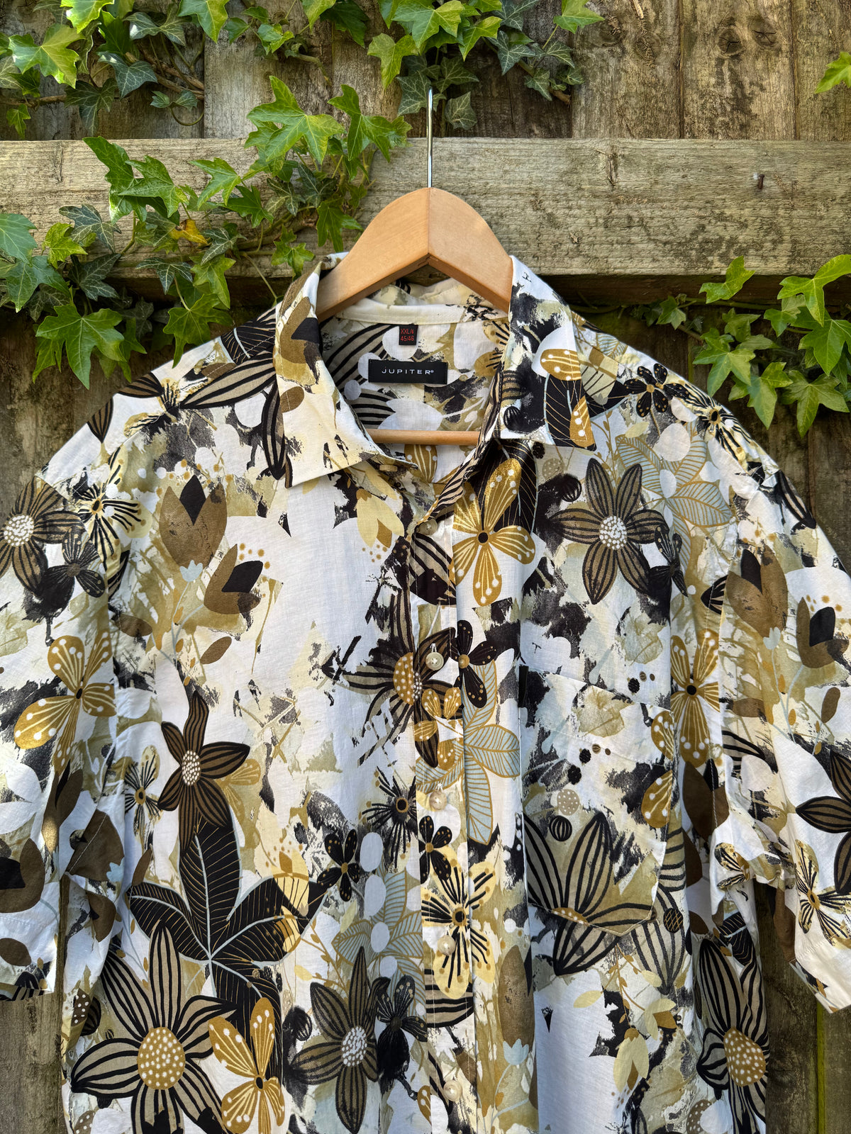 Vintage Floral Abstract Print Shirt | Graphic Pattern Short Sleeve