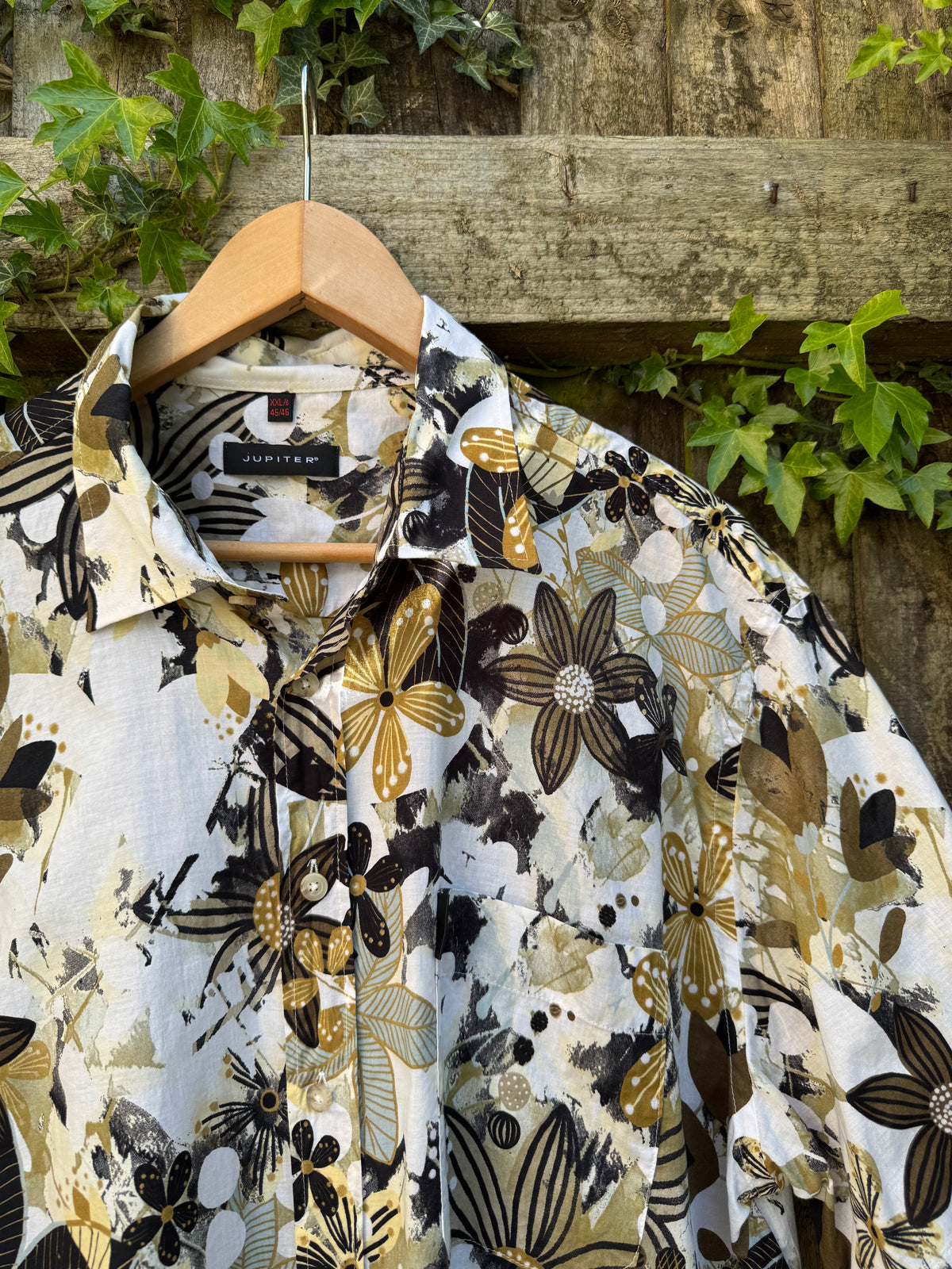 Vintage Floral Abstract Print Shirt | Graphic Pattern Short Sleeve