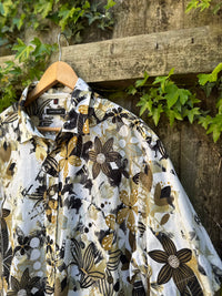 Vintage Floral Abstract Print Shirt | Graphic Pattern Short Sleeve