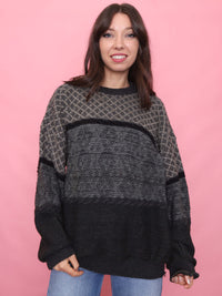 Vintage Textured Knit Pure New Wool Jumper