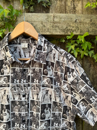 Basketball Photo Print Shirt | Monochrome Sports Graphic Short Sleeve